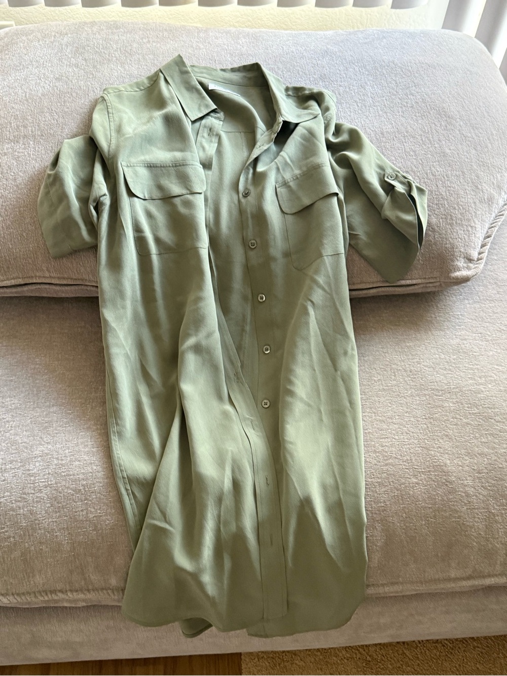 Equipment Olive Green Button-Front Kids Pajama Top